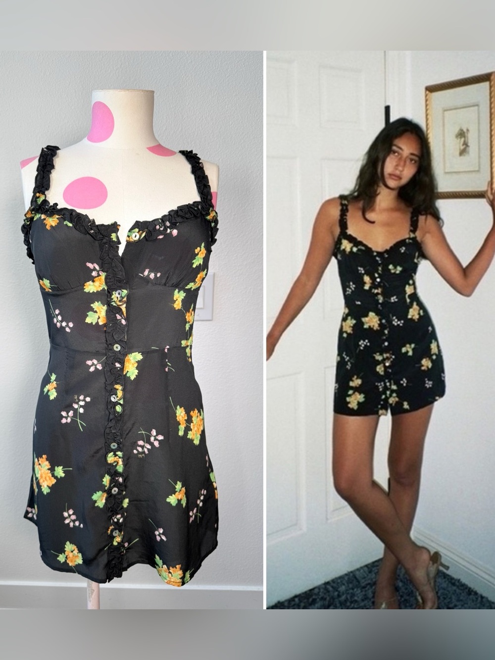 Realisation Par Julia Mini Dress in Blossom Floral Silk XS